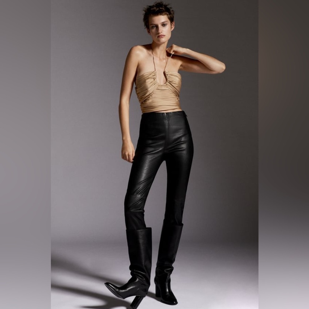 NWT Zara stretchy leather leggings
